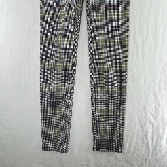 Garage Plaid Skinny Pants Size XS Mid Rise Elastic Waist Slim Black Yellow Blue - Picture 4 of 11